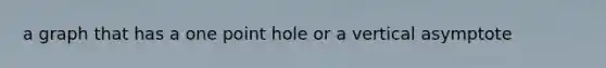 a graph that has a one point hole or a vertical asymptote