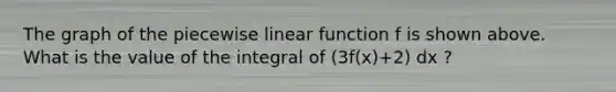 The graph of the piecewise linear function f is shown above. What is the value of the integral of (3f(x)+2) dx ?