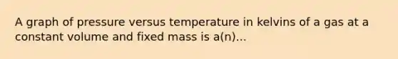 A graph of pressure versus temperature in kelvins of a gas at a constant volume and fixed mass is a(n)...