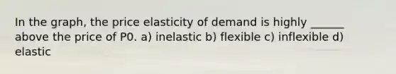 In the graph, the price elasticity of demand is highly ______ above the price of P0. a) inelastic b) flexible c) inflexible d) elastic