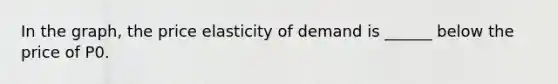 In the graph, the price elasticity of demand is ______ below the price of P0.