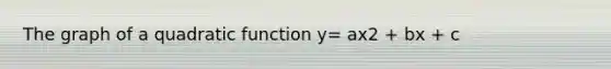 The graph of a quadratic function y= ax2 + bx + c