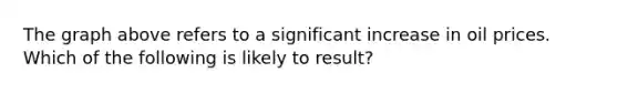 The graph above refers to a significant increase in oil prices. Which of the following is likely to result?