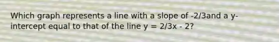 Which graph represents a line with a slope of -2/3and a y-intercept equal to that of the line y = 2/3x - 2?