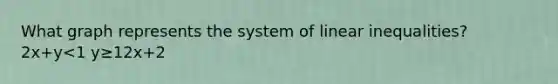 What graph represents the system of linear inequalities? 2x+y<1 y≥12x+2