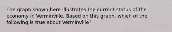 The graph shown here illustrates the current status of the economy in Verminville. Based on this graph, which of the following is true about Verminville?