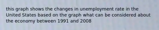 this graph shows the changes in unemployment rate in the United States based on the graph what can be considered about the economy between 1991 and 2008