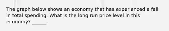 The graph below shows an economy that has experienced a fall in total spending. What is the long run price level in this economy? ______.