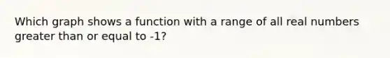 Which graph shows a function with a range of all real numbers greater than or equal to -1?