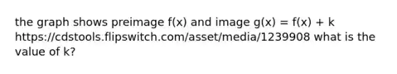 the graph shows preimage f(x) and image g(x) = f(x) + k https://cdstools.flipswitch.com/asset/media/1239908 what is the value of k?