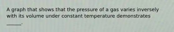 A graph that shows that the pressure of a gas varies inversely with its volume under constant temperature demonstrates ______.