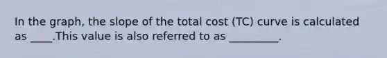 In the graph, the slope of the total cost (TC) curve is calculated as ____.This value is also referred to as _________.