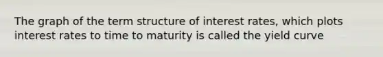 The graph of the term structure of interest rates, which plots interest rates to time to maturity is called the yield curve