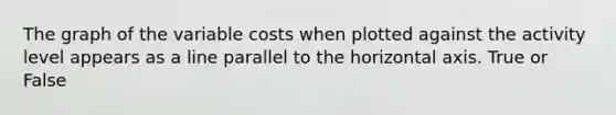 The graph of the variable costs when plotted against the activity level appears as a line parallel to the horizontal axis. True or False