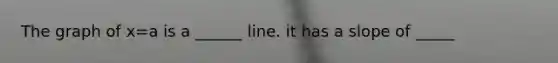 The graph of x=a is a ______ line. it has a slope of _____