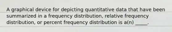 A graphical device for depicting quantitative data that have been summarized in a frequency distribution, relative frequency distribution, or percent frequency distribution is a(n) _____.