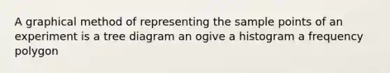 A graphical method of representing the sample points of an experiment is a tree diagram an ogive a histogram a frequency polygon