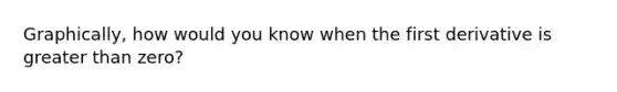 Graphically, how would you know when the first derivative is <a href='https://www.questionai.com/knowledge/ktgHnBD4o3-greater-than' class='anchor-knowledge'>greater than</a> zero?