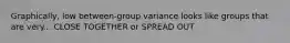 Graphically, low between-group variance looks like groups that are very... CLOSE TOGETHER or SPREAD OUT