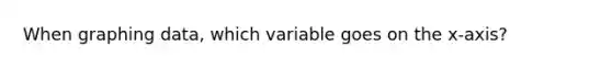 When graphing data, which variable goes on the x-axis?