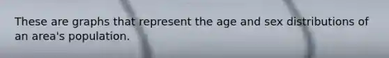 These are graphs that represent the age and sex distributions of an area's population.