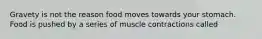 Gravety is not the reason food moves towards your stomach. Food is pushed by a series of muscle contractions called