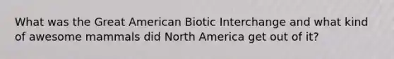 What was the Great American Biotic Interchange and what kind of awesome mammals did North America get out of it?