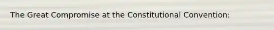 The Great Compromise at the Constitutional Convention: