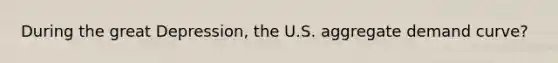 During the great Depression, the U.S. aggregate demand curve?