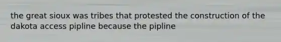 the great sioux was tribes that protested the construction of the dakota access pipline because the pipline