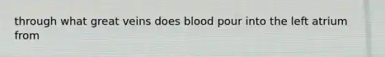 through what great veins does blood pour into the left atrium from