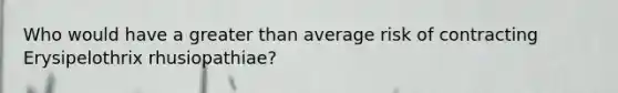 Who would have a greater than average risk of contracting Erysipelothrix rhusiopathiae?