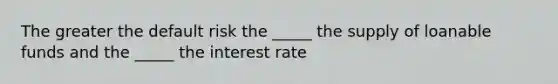 The greater the default risk the _____ the supply of loanable funds and the _____ the interest rate