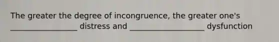 The greater the degree of incongruence, the greater one's _________________ distress and ___________________ dysfunction