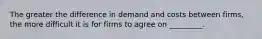 The greater the difference in demand and costs between firms, the more difficult it is for firms to agree on _________.