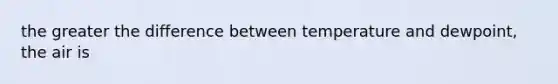 the greater the difference between temperature and dewpoint, the air is