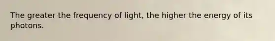 The greater the frequency of light, the higher the energy of its photons.