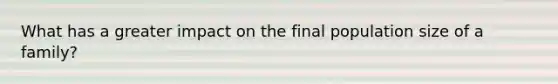 What has a greater impact on the final population size of a family?