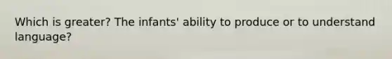 Which is greater? The infants' ability to produce or to understand language?