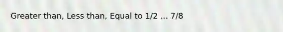 Greater than, Less than, Equal to 1/2 ... 7/8