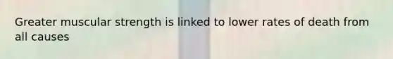 Greater muscular strength is linked to lower rates of death from all causes
