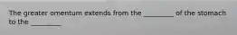The greater omentum extends from the _________ of the stomach to the _________
