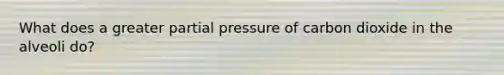 What does a greater partial pressure of carbon dioxide in the alveoli do?