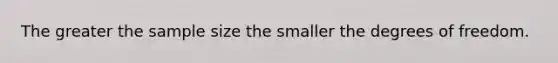 The greater the sample size the smaller the degrees of freedom.