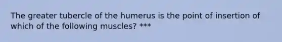 The greater tubercle of the humerus is the point of insertion of which of the following muscles? ***