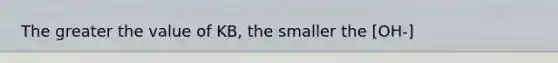 The greater the value of KB, the smaller the [OH-]