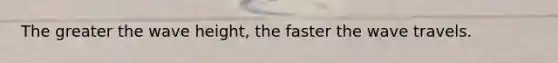 The greater the wave height, the faster the wave travels.