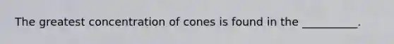 The greatest concentration of cones is found in the __________.