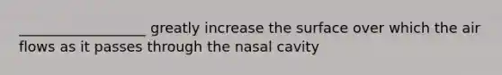 __________________ greatly increase the surface over which the air flows as it passes through the nasal cavity