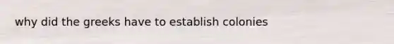 why did the greeks have to establish colonies